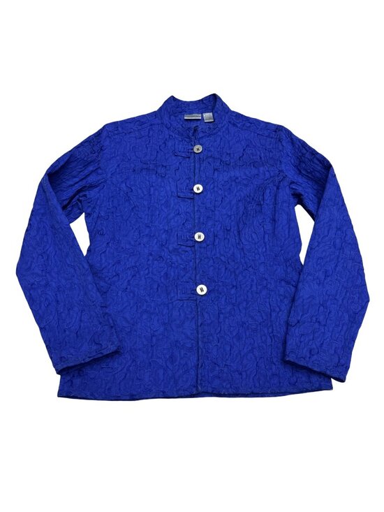 Chico's Jackets & Blazers - Chico's Blue Textured Button-Front Blazer Jacket Women's Lightweight Sz 1 /US M